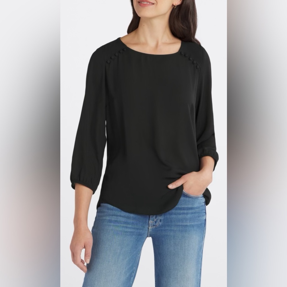 NWT Fortune & Ivy Dondria Mixed Media Blouse
